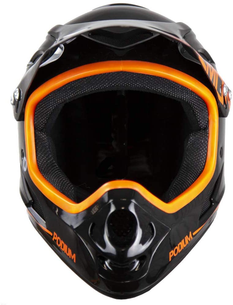 Demon Podium Full Face Bicycle Helmet- Gloss Black/Orange - Image 2