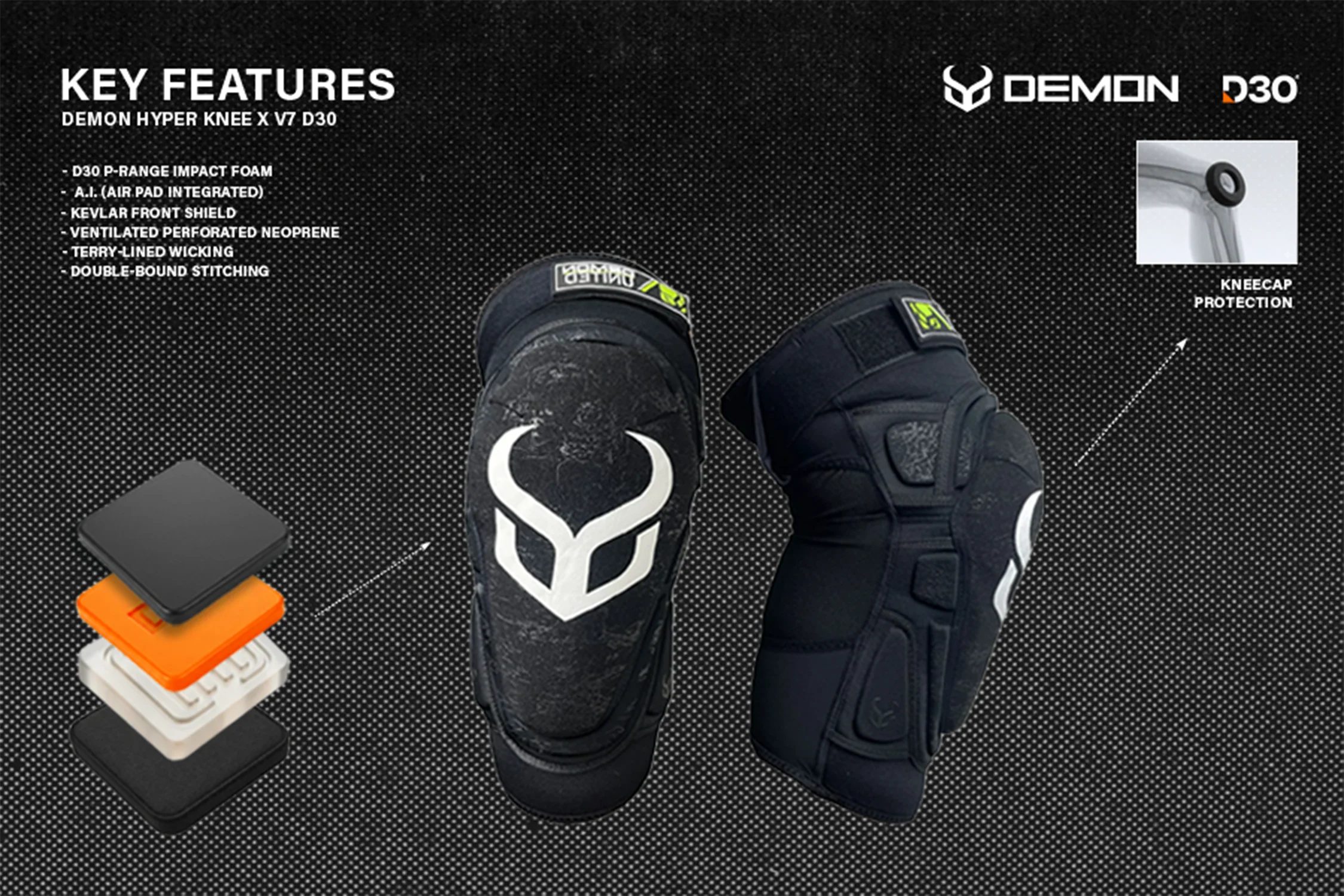 Demon United Hyper X V7 D3O® A.I. Knee Pads | Snowboard & MTB - Image 3